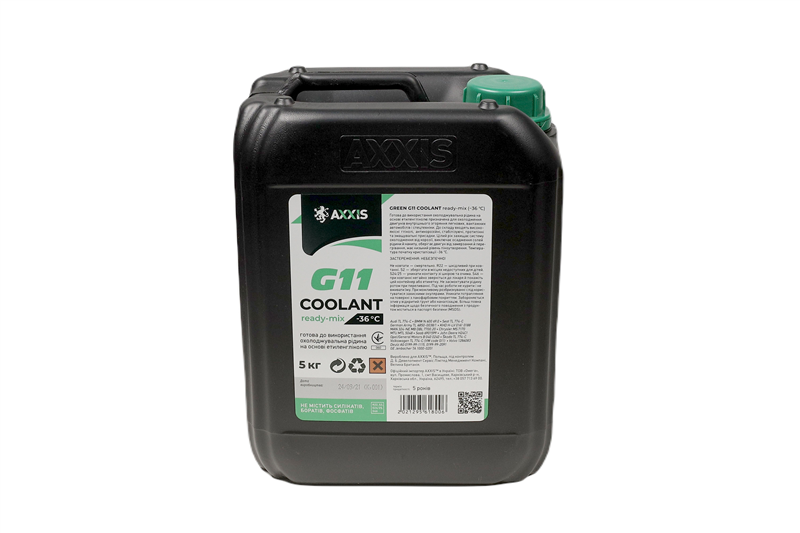 Антифриз GREEN G11 Сoolant Ready-Mix -36°C  (зелений) (Каністра 5кг)