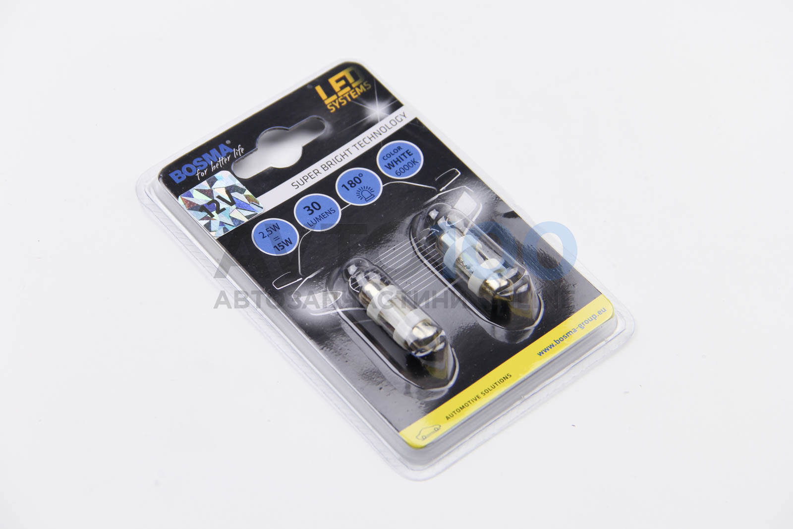 Автолампа sv8,5 led 12v 2xsmd 5050 led white 10x31 (2 шт)