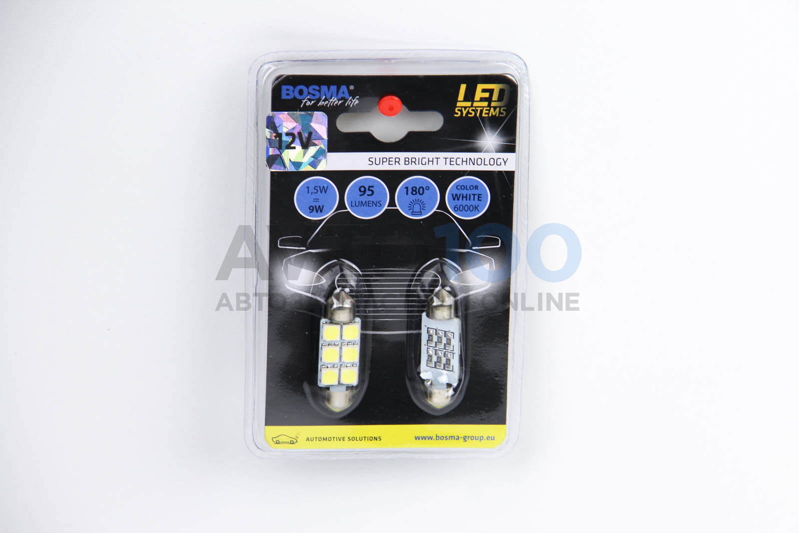 SV8,5 LED 12V 6XSMD 5050 LED WHITE 12x39 (2 шт)