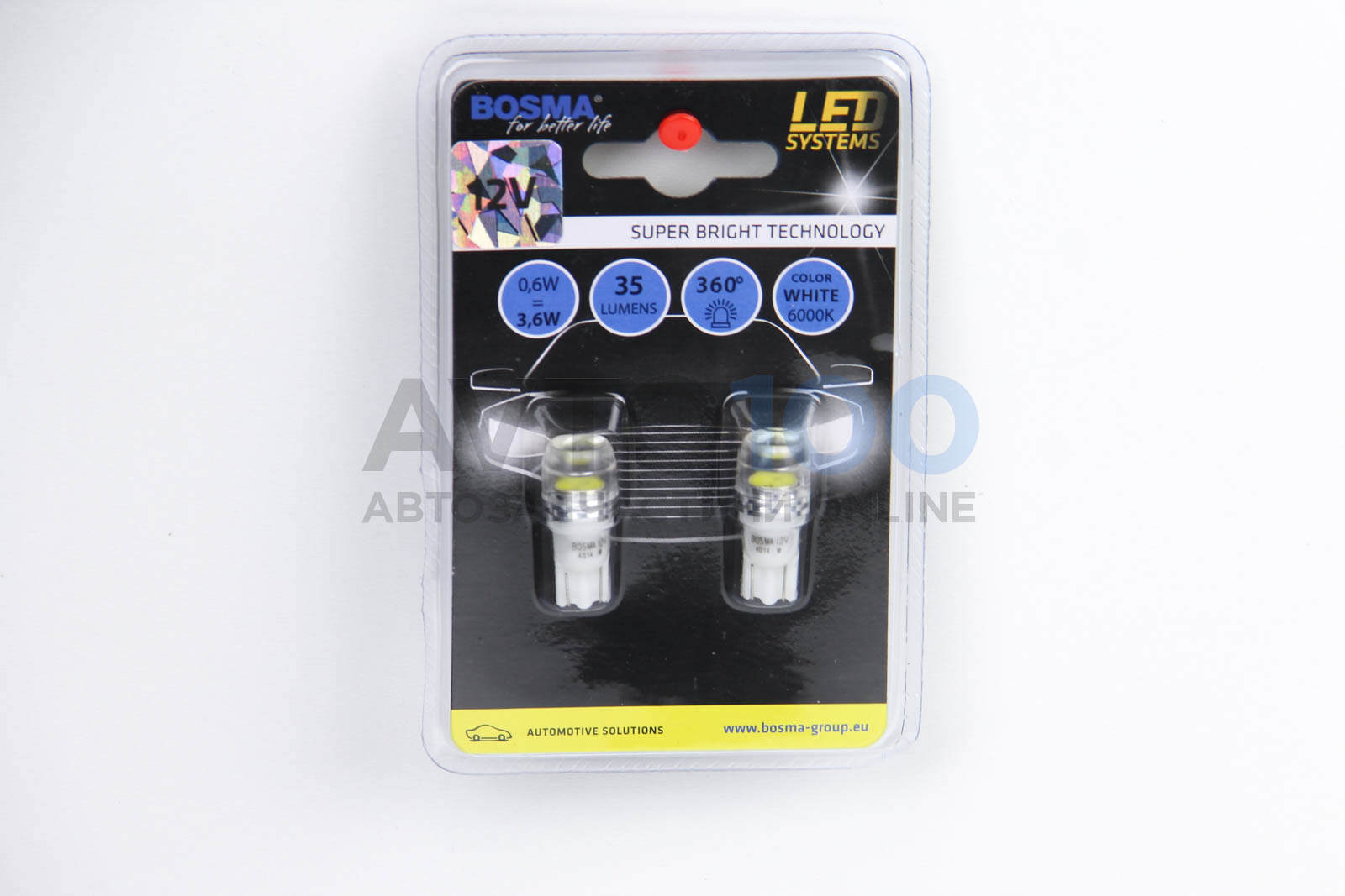 T10 LED 12V 1xSMD 7080 LED WIDE VIEWING WHITE (2 шт)