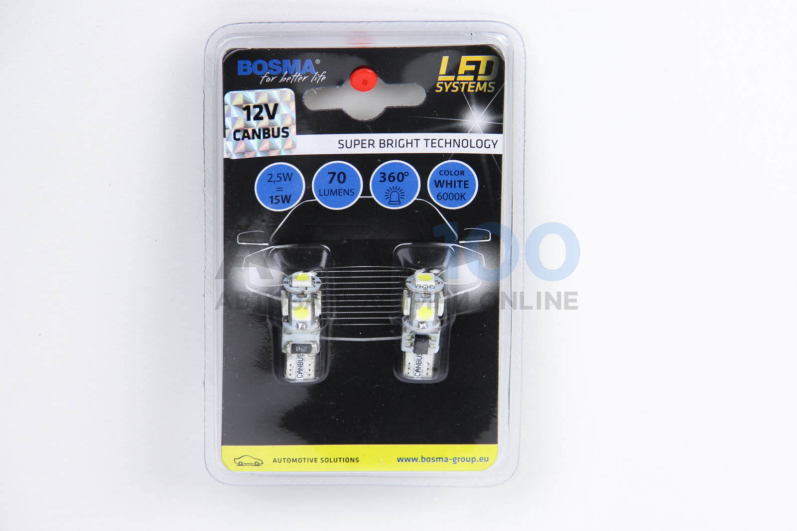 T10 LED 12V 5XSMD 5050 LED WHITE DOUBLE POLARITY CANBUS (2 ш