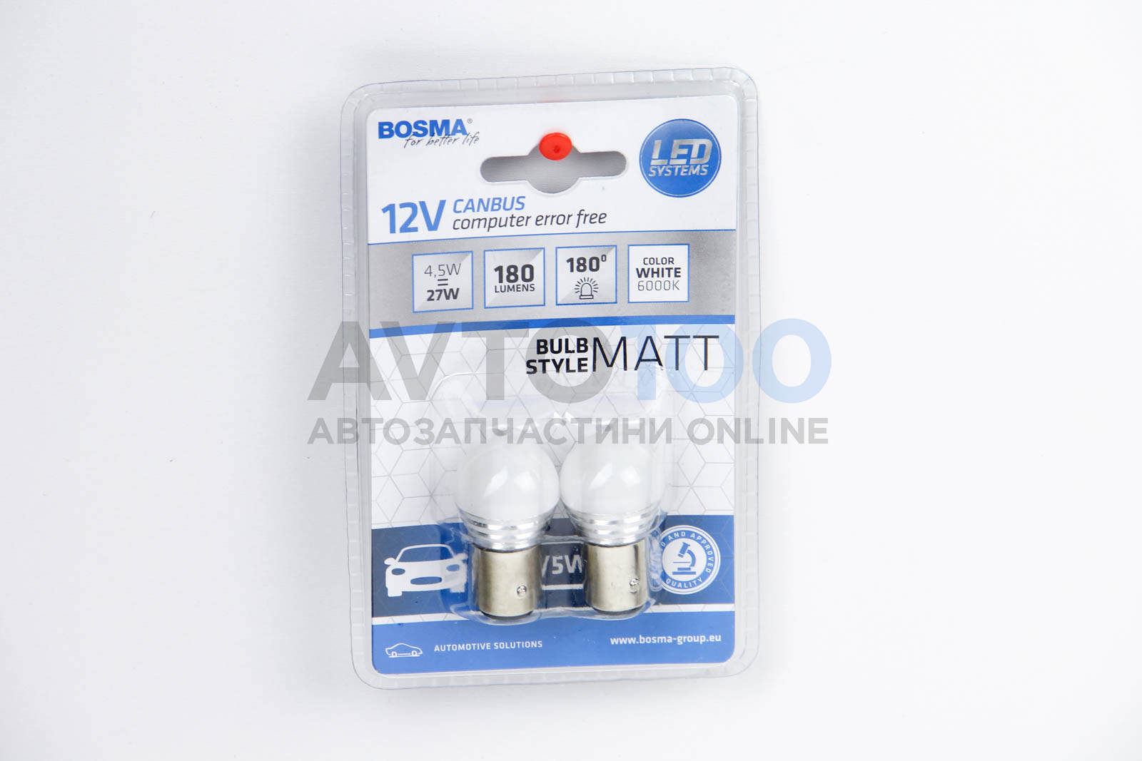 Автолампа BAY15D LED 12V 9XSMD 2835 LED WHITE MAT (2 шт)