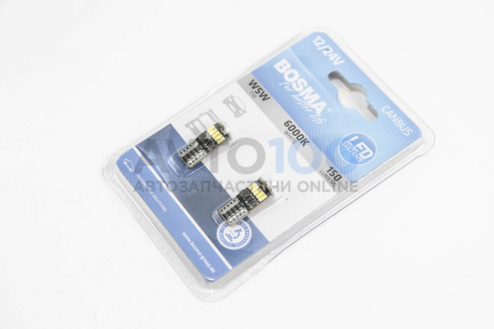Автолампа T10 12/24V 15xLED SMD4014 WHITE 6000K 150 Lumens CANBUS (blister 2 pcs)