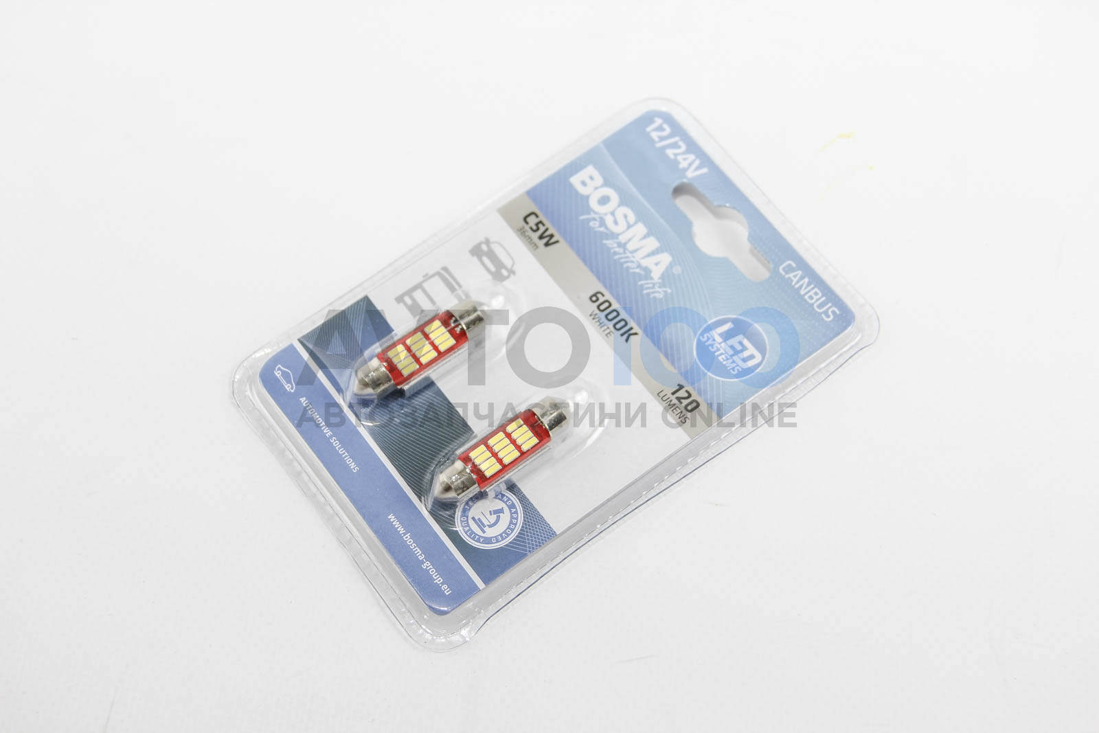 Автолампа SV8,5 12/24V 12xLED SMD4014 13x36mm WHITE 6000K 120 Lumens CANBUS (blister 2 pcs)