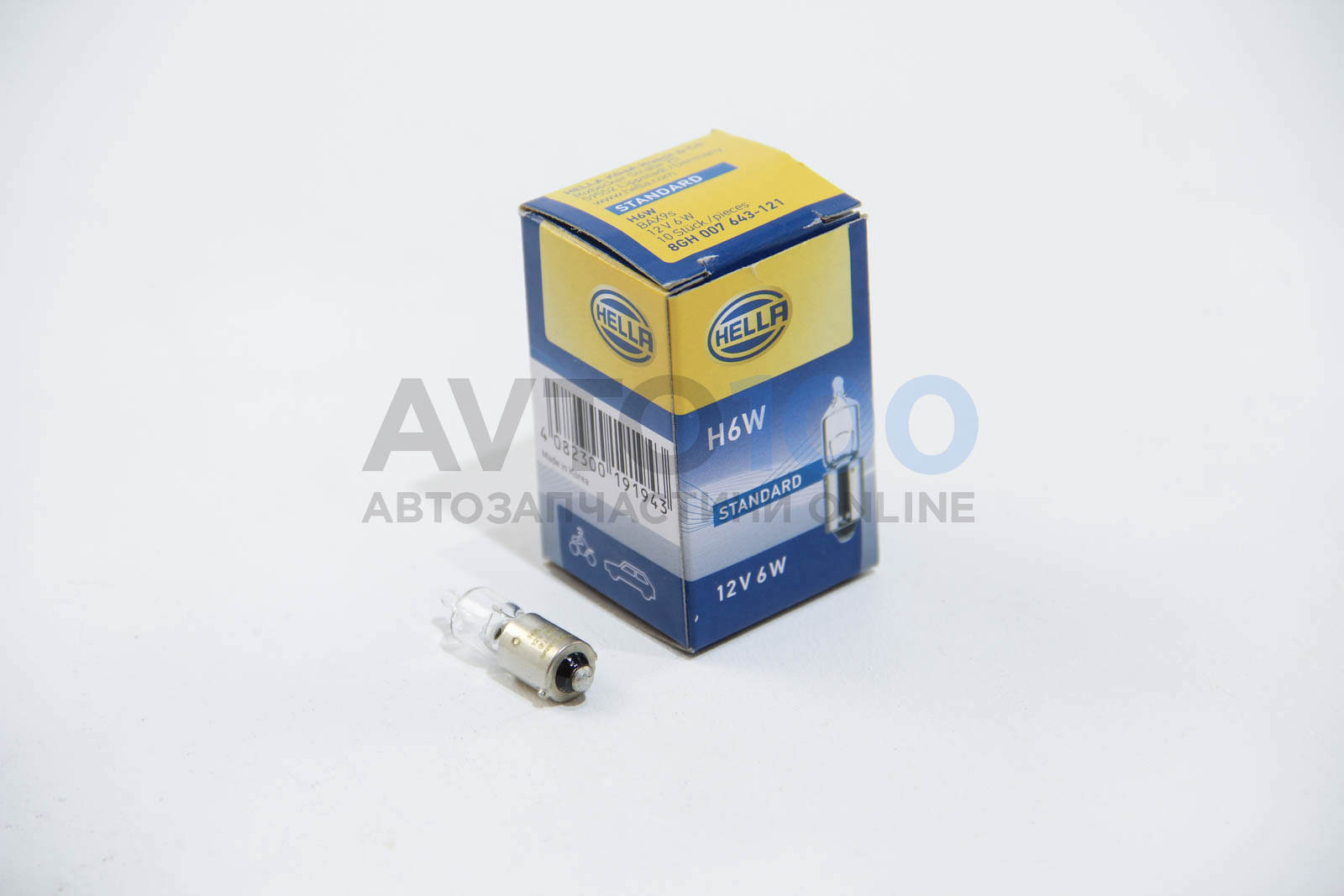Лампа накаливания, h6w 12v 6w bax 9s