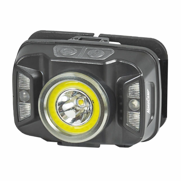 Фонарик налобный (380Lm, 5W CREE XTE + COB, 1800mAh, Sensor White/Red) NordCamp