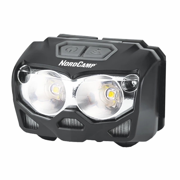 Фонарик налобный (500Lm, 2x5W CREE XTG, 1200mAh/3xAAA, Sensor White/Red) NordCam