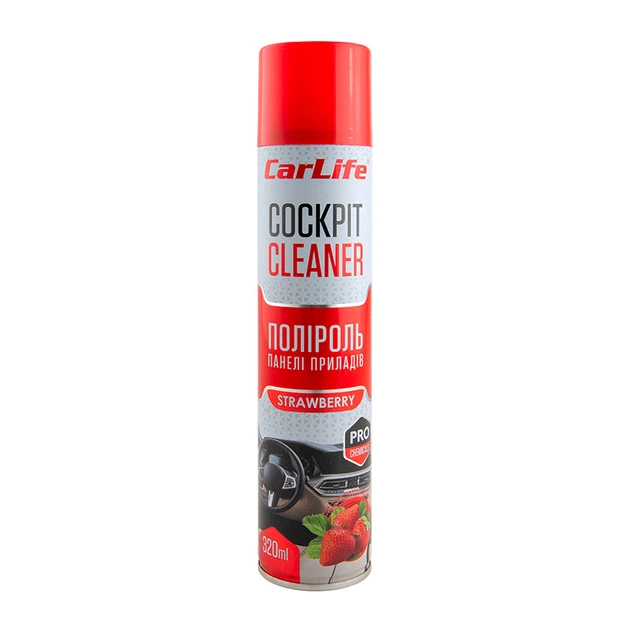 CARLIFE Поліроль панелі приладів Полуниця. Cockpit Cleaner 320ml (24шт/ящ)