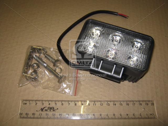 Фара LED прямоуг. 18W, 6 ламп, 110*114,5мм, 1200Lm узкий луч 12/24V 6000K (ТМ JUBANA)