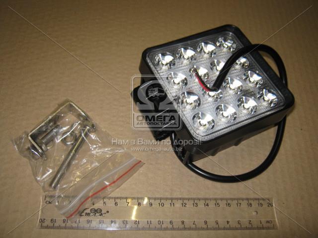 Фара led квадратна 48w, 16 ламп, 110*164мм, 3300lm вузький промінь 12/24v 6000k (тм jubana)