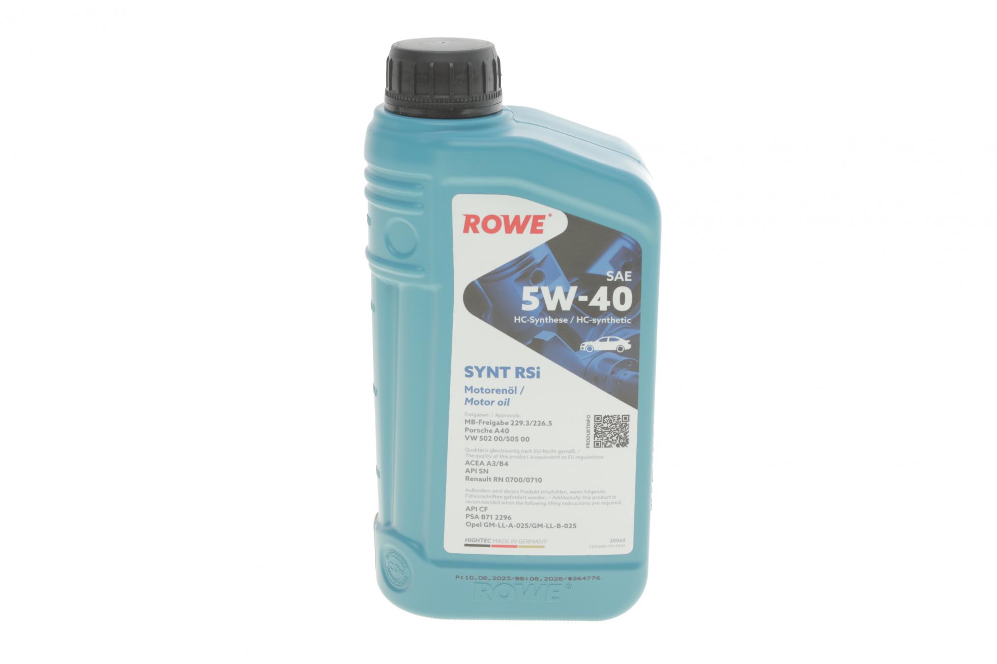 Олива 5W40 HIGHTEC SYNT RSi (1L) (MB 229.3/226.5/Porsche A40/VW 502 00/505 00/RN 0700/0710)