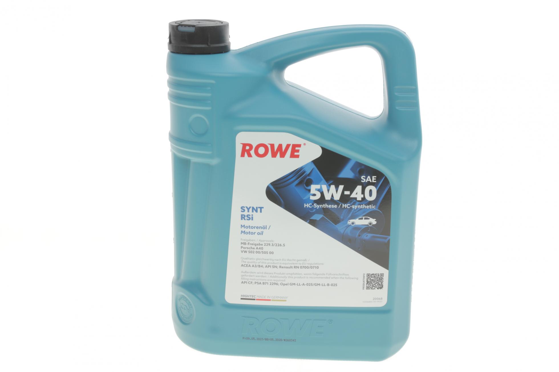 Олива 5W40 HIGHTEC SYNT RSi (5L) (MB 229.3/226.5/Porsche A40/VW 502 00/505 00/RN 0700/0710)