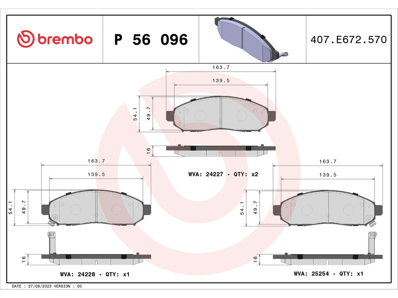 Колодки гальмівні дискові NISSAN Navara D40 05-15, Pathfinder R51 04-14, Leaf 10-17, e-NV200 14-