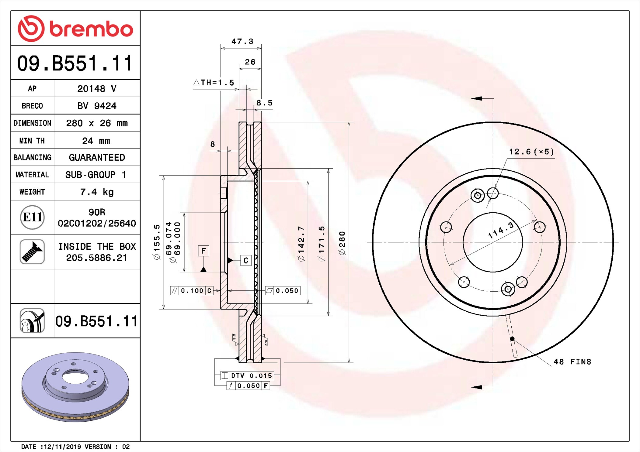 09B55111 BREMBO