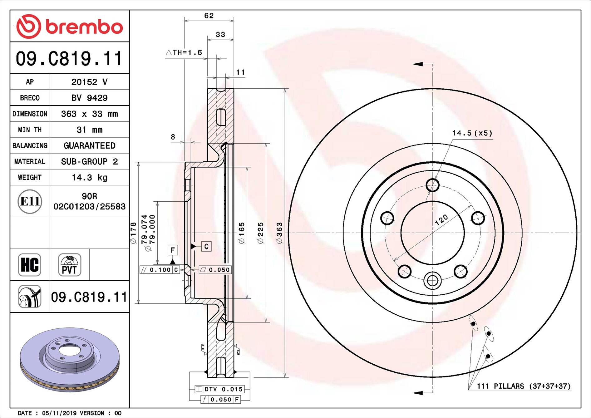 09C81911 BREMBO
