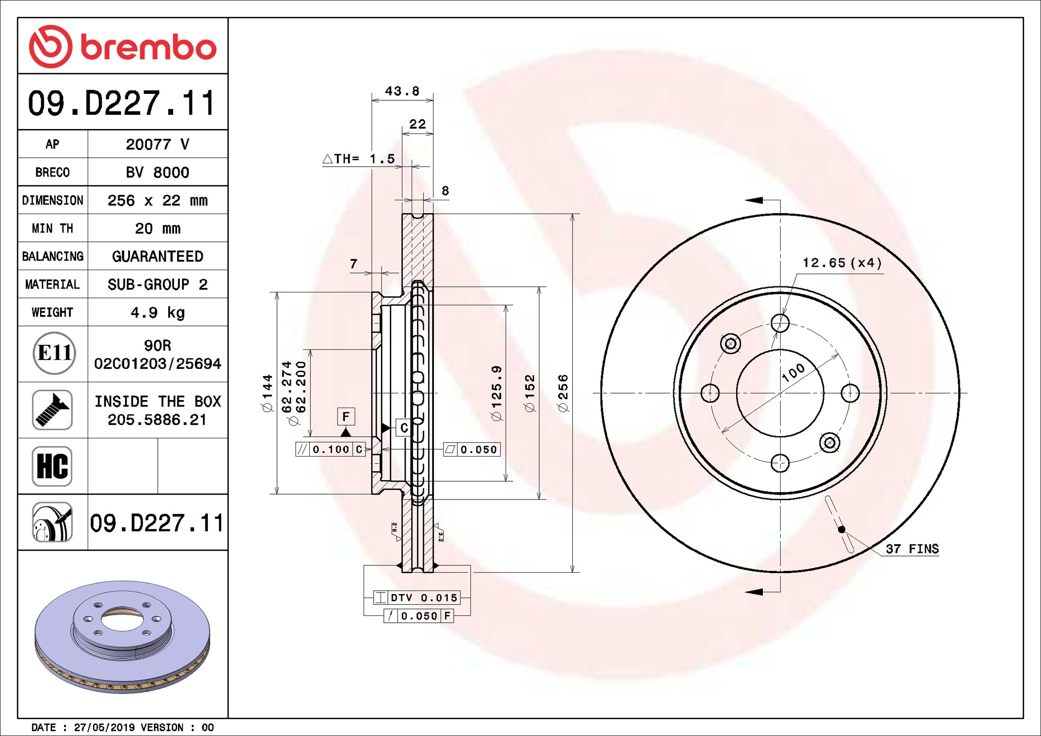 09D22711 BREMBO