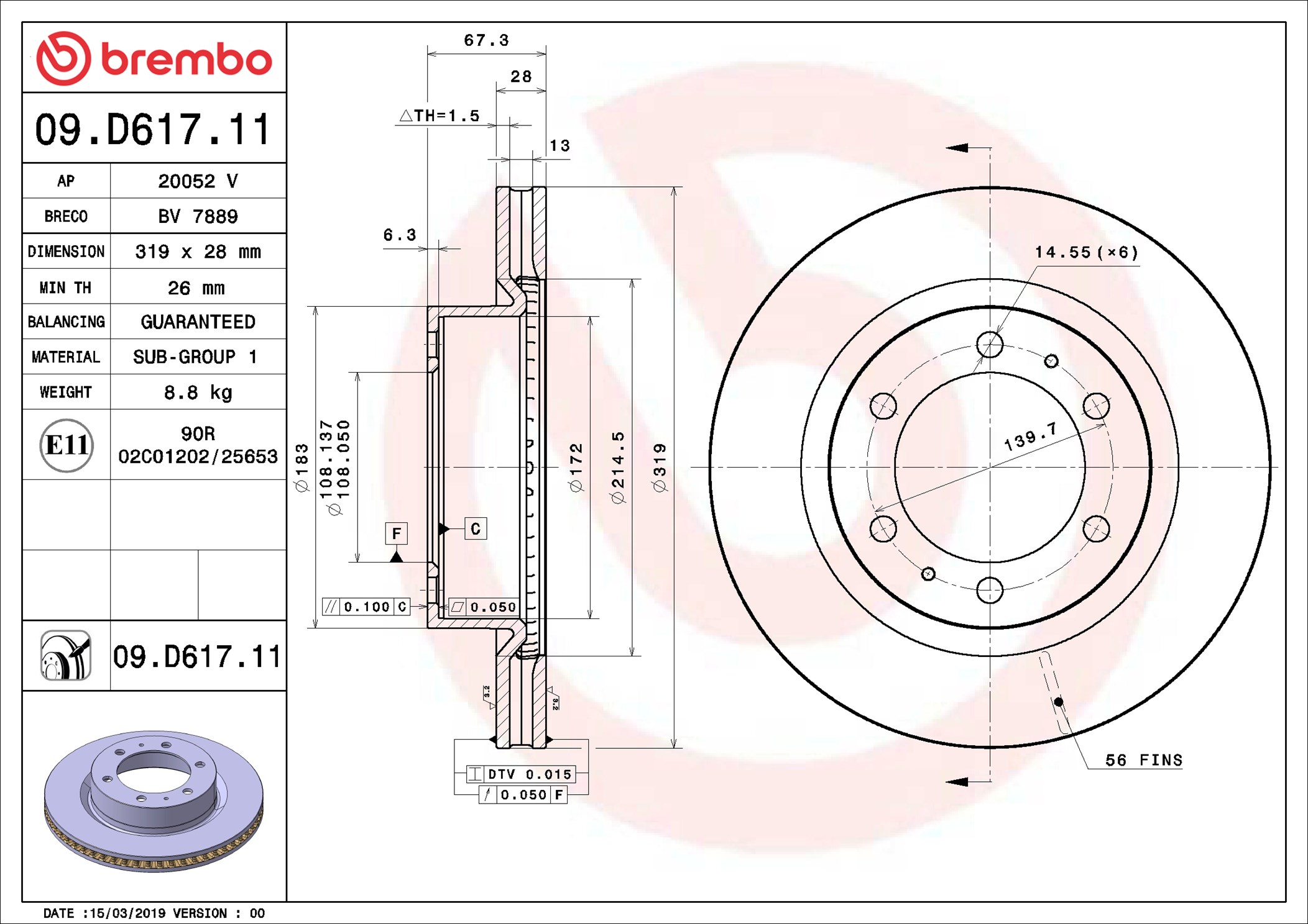 09D61711 BREMBO