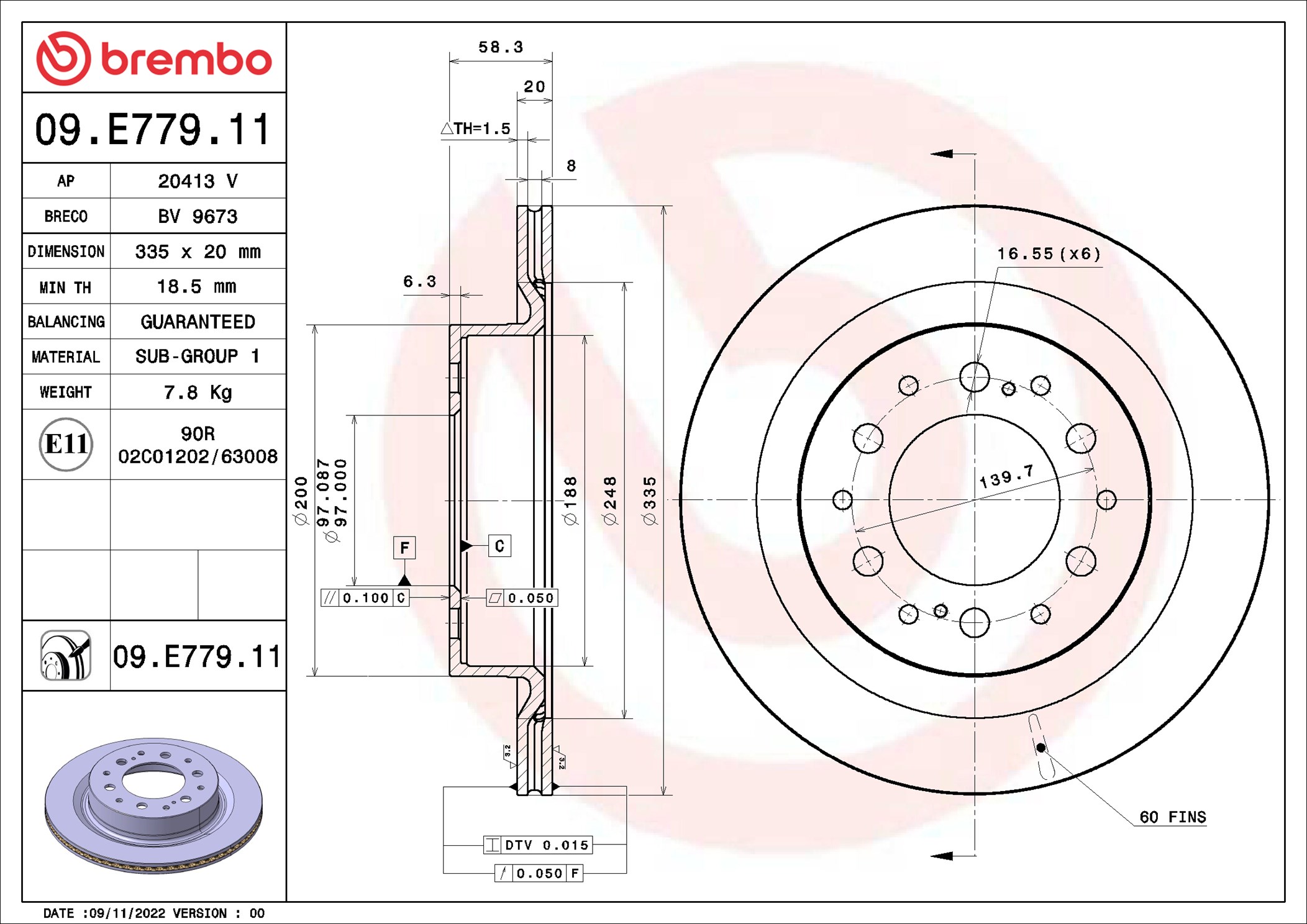 09E77911 BREMBO