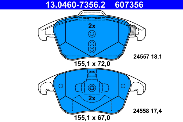 Колодки гальмiвні (передні) Citroen C4 09-/C4 Grand Picasso 06-13/Peugeot 3008 11-16/5008 09-17