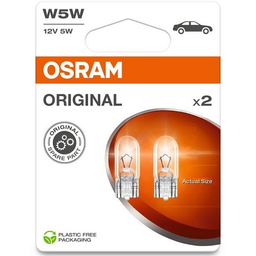 Лампа допоміжн. освітлення W5W 12V 5W W2,1X9, 5d ORIGINAL (2 шт) blister eco-упаковка (вир-во OSRAM)