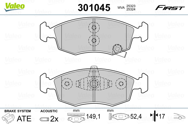 Тормозные колодки дисковые FIAT/LANCIA Panda/Ypsilon "0,9-1,3 "F "11>>