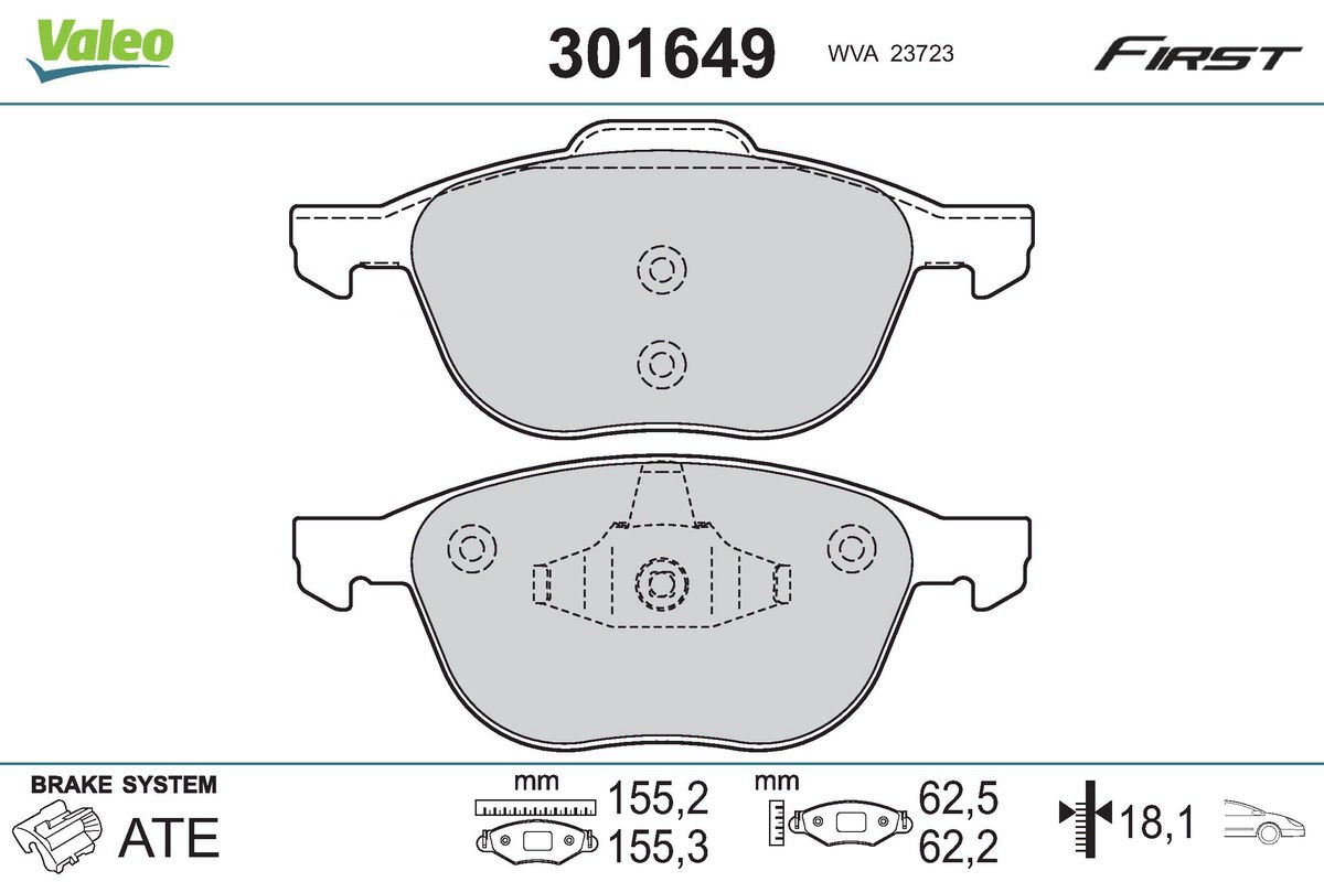 Гальмівні колодки дискові FORD/MAZDA/VOLVO Focus/Kuga/3/5/C30/C70/S40/V40/V50 "1,0-2,5 "F "03>>