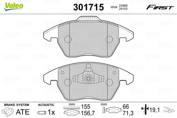 Гальмівні колодки дискові CITROEN/PEUGEOT C4/207/208/3008/307/308/RCZ "1,6-2,0 "F "03>>