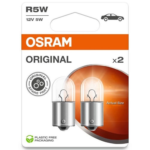 Лампа допоміжн. освітлення R5W 12V 5W ВА15s (2 шт) blister eco-упаковка (вир-во OSRAM)