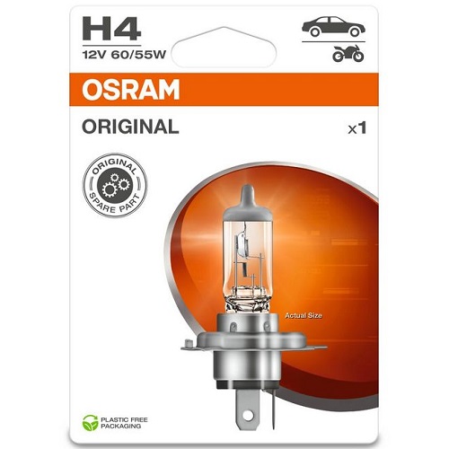 Лампа фарна H4 12v 60/55w P43t (1 шт) blister eco-упаковка (вир-во OSRAM)