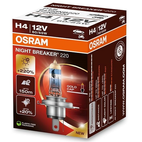 ЛАМПА H4 P43t  12V 60/55W NIGHT BREAKER +220%