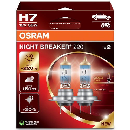 (к/т 2 шт) Автолампа Osram Night Breaker 220 (H7 12V 55W PX26D)