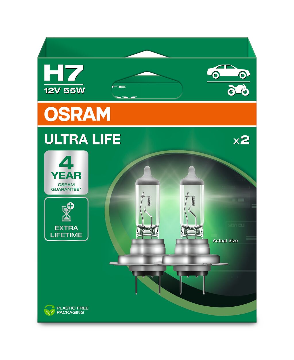ЛАМПА H7 55W 12V PX26D 10X2BOX ULTRALIFE