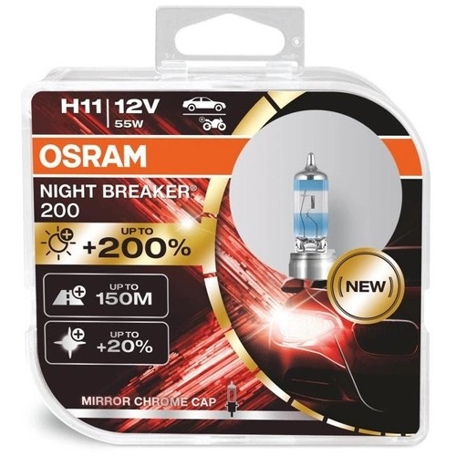 Лампа фарна H11 12V 55W PGJ19-2 NIGHT BREAKER (+200) компл.  