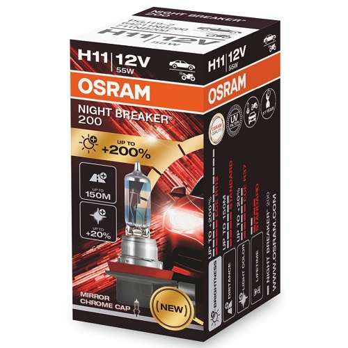 Лампа фарна H11 12V 55W PGJ19-2 NIGHT BREAKER (+200) 1шт.  