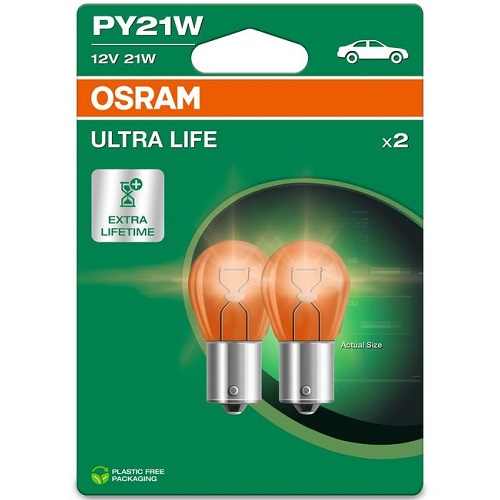 Лампа розжарювання PY21W 12V 21W BAU15s Ultra Life (компл.) (вир-во OSRAM)