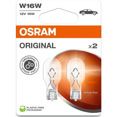 Лампа розжарювання W16W12V 16W W 2,1X9,5d ORIGINAL LINE (blister 2 шт) eco-упаковка (вир-во OSRAM)
