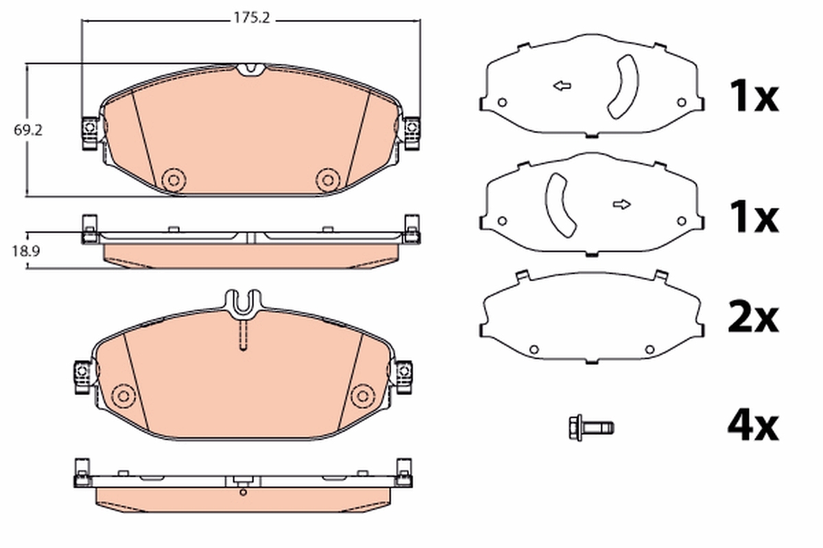 Гальмівні колодки дискові MERCEDES C (W205) "F "14>> TRW