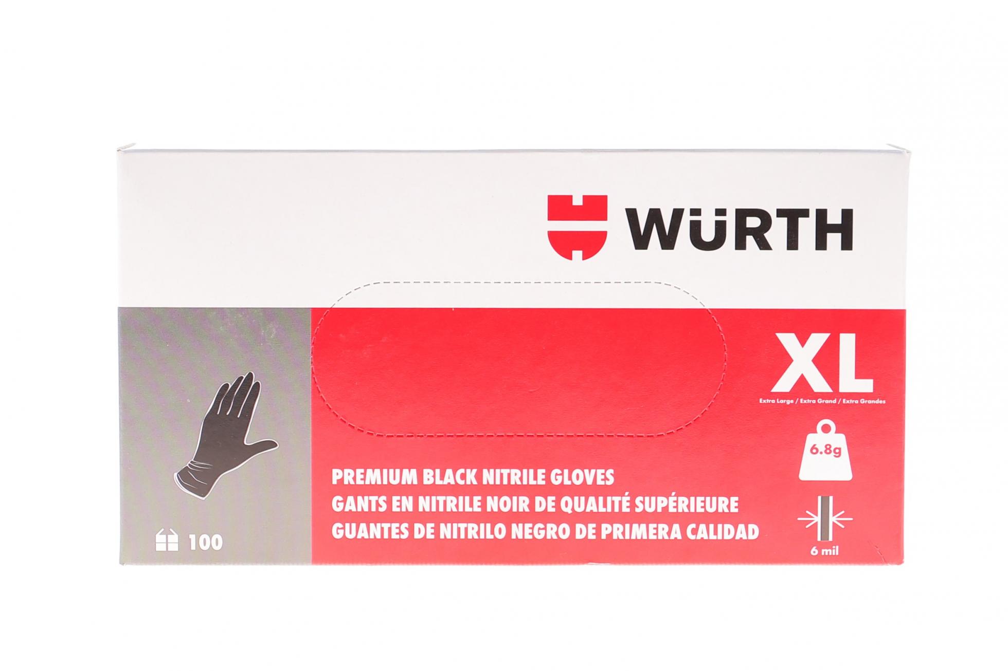 Рукавиці захисні одноразові нітрил WURTH, чорні, р. XL (0899470400)