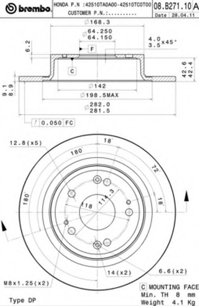 08B27110 BREMBO