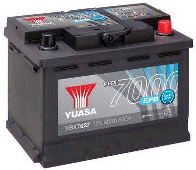 Акумулятор YUASA 12В 65Агод./600А START&STOP EFB  YBX7000 EFB Start Stop Plus (R+ стандартні клеми) 242x175x190 B03 - монтажний фланець 10.5мм (пусковий/efb)
